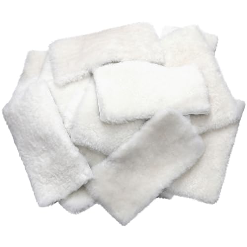 Fanfanwin 20 Pcs Sheepswool Leather Remnants, Pure Sheepskin Lambs Wool Scrap, Sheep Leather and Wool, Approx.10