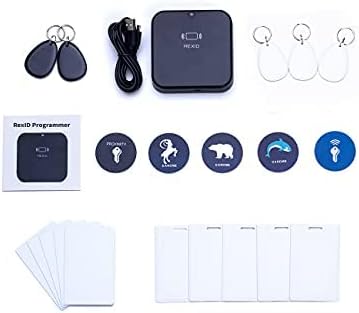 RexID Decoder RFID Reader Writer Proximity Encoder Platform 125kHz Card Copier Key Duplicator Machine Smart Programmer Kit ，5pcs Blank Clamshell Cards + 5pcs Blank ISO Cards + 5pcs Blank Disc Tag