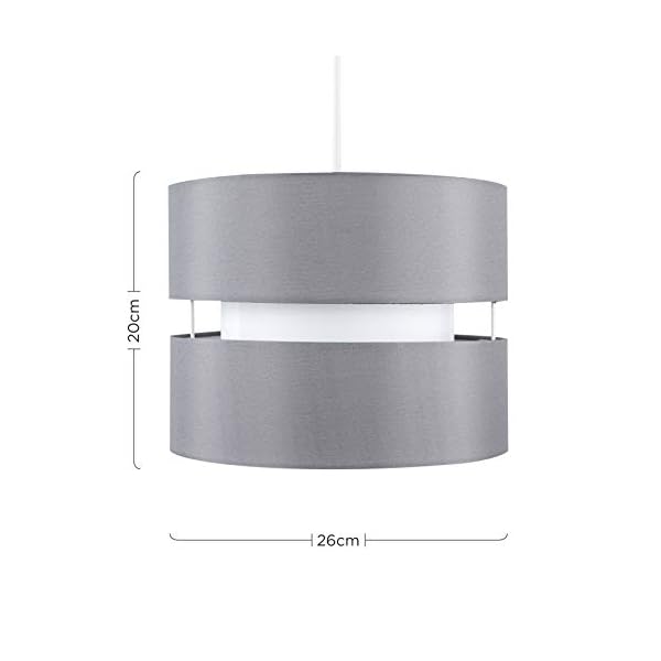 Pair of - Modern 2 Tier Cylinder Ceiling Pendant Light Shades in Grey - Image 3