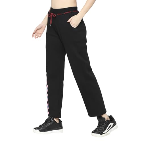 Image of Being Human Black Wide Leg Fit Women's Track Pants Clothing