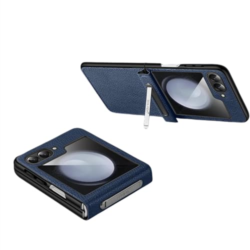 Étui Galaxy Z Flip 5 antichoc en cuir bleu ENILSA aux finitions haut de gamme