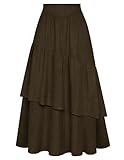 Belle Poque Plus Size Brown Skirt for Women Tiered Maxi Skirts 1950s Vintage Skirts Beach Vacation Skirts XXL