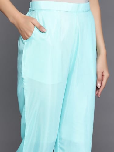 Image of Libas Women's Printed Silk Blend A-Line Kurta With Palazzos
