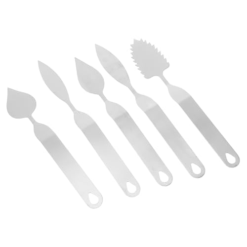 DINHEAROM Espátulas para Moldear Chocolate y Mousse, Set de 5 en Acero Inoxidable Diseño Ergonómico, Incluye Hoja Larga y Dentada, Adecuado para Chefs y Reposteros