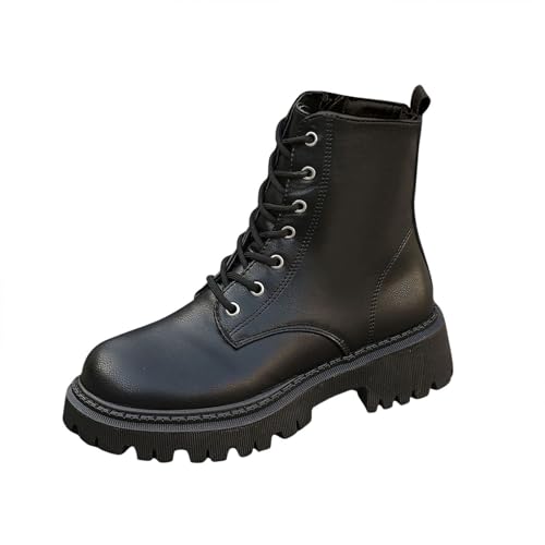 Bottes à bout rond pour femme en style français et talon épais marron