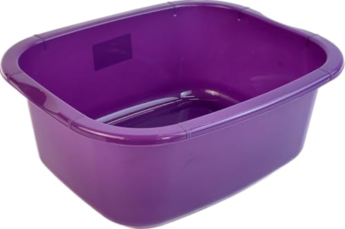 11 Ltr Plastic Washing Up Bowl Durable & Lightweight Dishwashing Basin for Kitchen Sink, Large Capacity, Easy-Grip Handles Ideal for Washing Dishes, Vegetables (Purple)