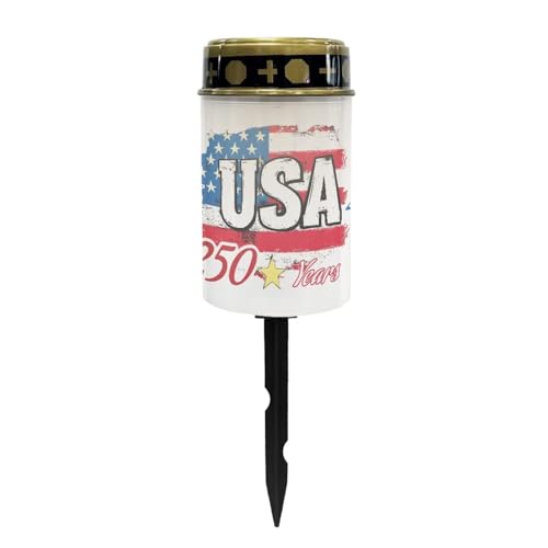 Image of Poceacles USA Flag 250 Years Print Outdoor Lights Solar Grave Candle Solar Cemetery Candles LED Automatic Patriotic Flameless Cemetery Lights for America 250th Independence Day Decor