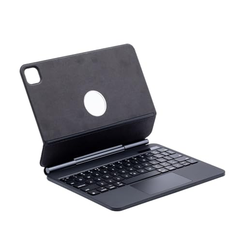 Teclado táctil para iPad Air 13 M2 y Pro 12.9 funda cuero magnética color negro