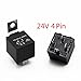 5 Pin 40A Waterproof Automotive Relay DC 12V/24V for Headlights Fog Lights Air Conditioning Long Life Relay with Copper Coil and Silver Alloy Contacts (4P_24V_40A)