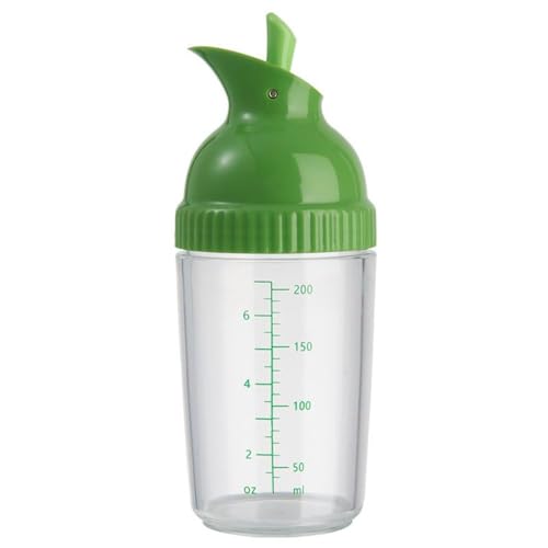 Dispensador de salsas con báscula, botella de aderezo de ensalada de 200 ml, botella de plástico multifuncional de fácil agarre para condimentos y mermelada de aceite para cocina en casa (verde)