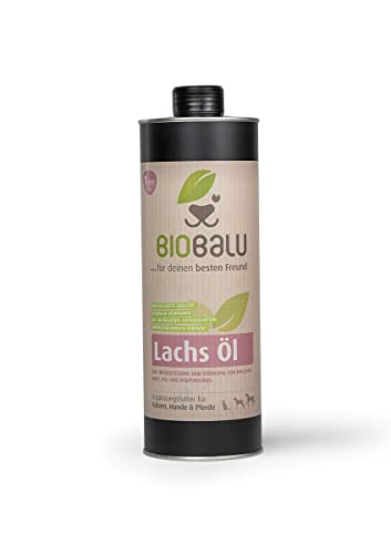 Biobalu Lachsöl 1000ml aus Norwegischer Fischzucht für Hunde, Katzen, Pferde und andere Haustiere in Lebensmittelqualität