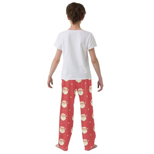 Santa Claus Snowflake Pattern Long Pajama Pants Bottoms Soft Sleepwear with Pockets3