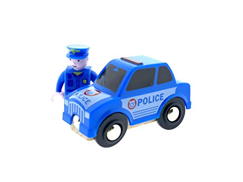 Holzeisenbahn Set Eisenbahn für Kinder / Zug mit Schienen Holzbahn 90 teilig / Polizeistation Polizei / kombinierbar… – Bild 7