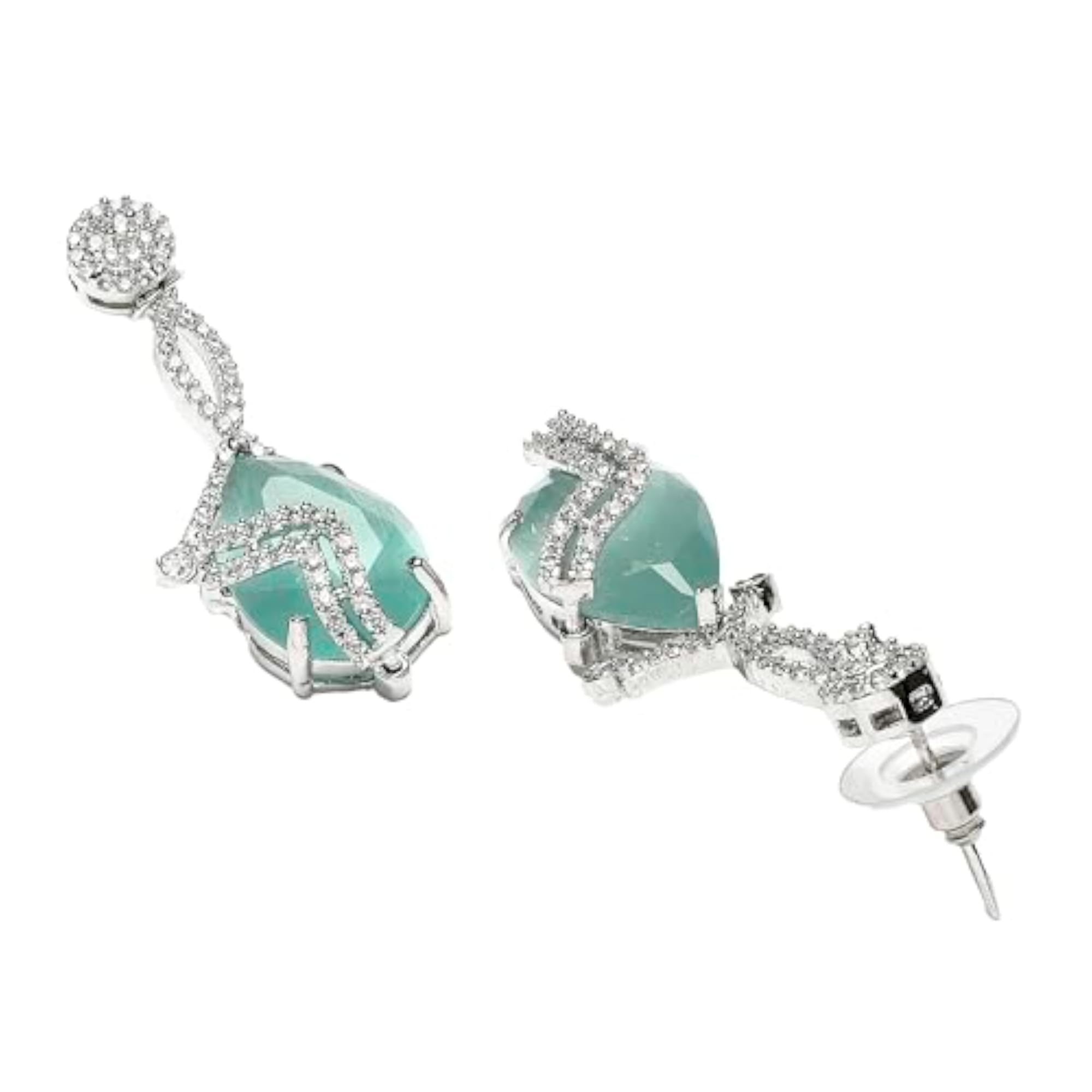 Diamond Drop Earrings, Rhodium-Plated