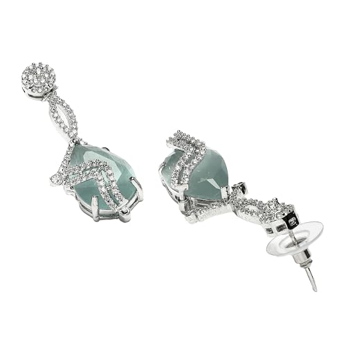 Diamond Drop Earrings, Rhodium-Plated