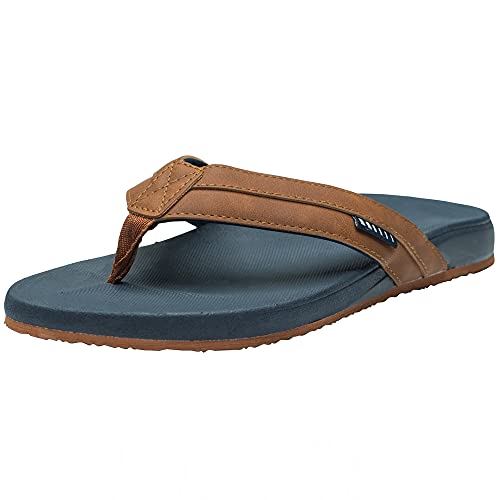 Alpine Swiss Trey Mens Flip Flops | Cushioned Thong Beach Sandals for Men | Non-Slip Soles Mens Shoes Everyday Wear | Arch Support & Heel Cupping | Durable Treaded Sole | Faux Leather Strap Sandals