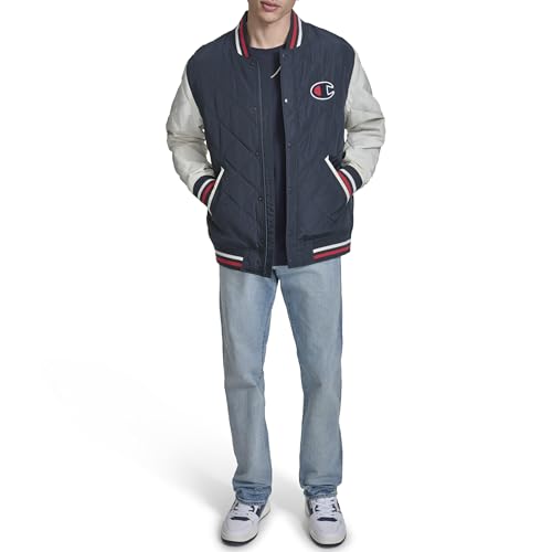 Champion Men's Retro Diamond Quilted Bomber Varsity Jacket2