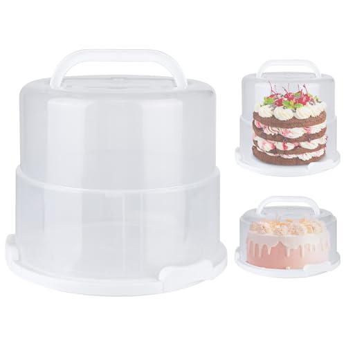 Targihoemt Foldable Cake Carrier, Holds up to 10in Round and 8.5in High Cake, with Lid and Handle