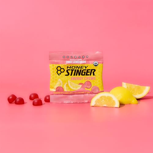 Image of Honey Stinger Organic Pink Lemonade Energy Chew, Gluten Free & Caffeine Free, for Exercise, Running and Performance, Sports Nutrition for Home & Gym, Pre and Mid Workout, 21.6 Ounces (Pack of 12)