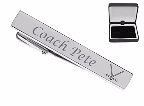 personalized silver tie clip for hockey players amp coaches custom engraved free - gift for hockey fans - ships from usa