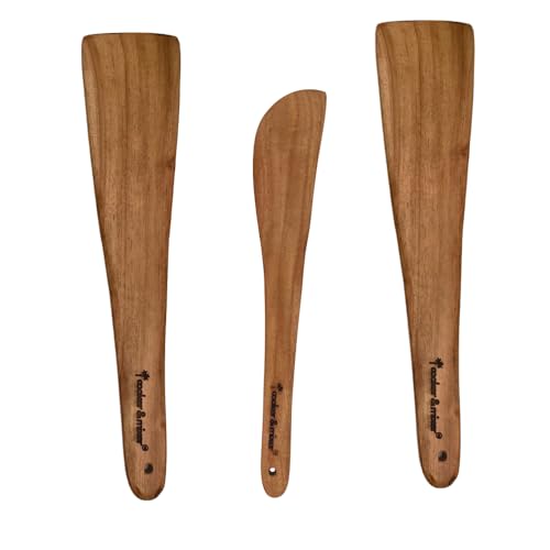 Image of Cooker&Mixer Neem Wooden Flip /Spatula /Ladle for Cooking Dosa /Roti /Chapati | Kitchen Tools | No Harmful Polish | Handmade | Cookware (Combo 1)