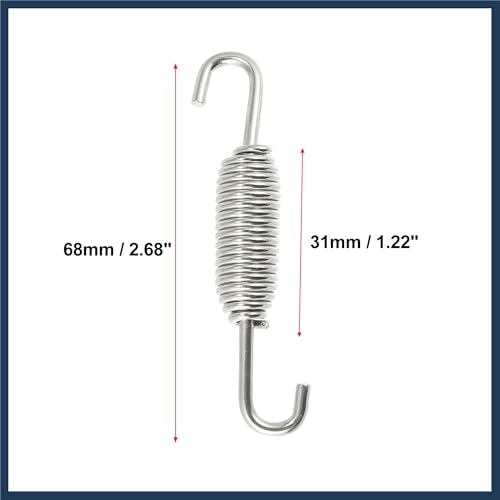 Image of 1 Set 31mm 1.22 inch Motorcycle Exhaust Pipe Spring with U Shape Hooks Stainless Steel Silver Tone Stylish Design