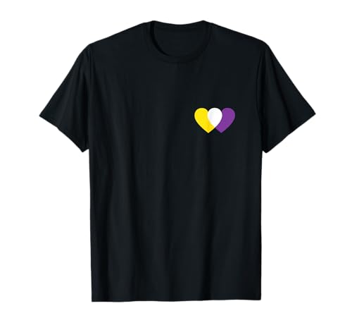 Nonbinary Double Hearts Bigender Pride Quote Non-Binary Flag T-Shirt