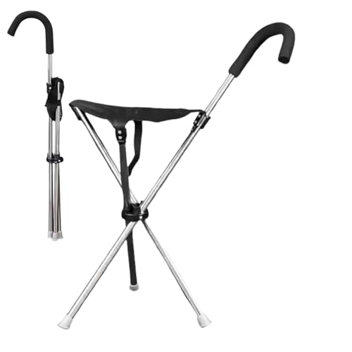 Bastón con asiento, ergonómico ajustable y ligero, asiento de bastón portátil, para viajes, senderismo, sentado, sendero urbano, parque y aventuras al aire libre
