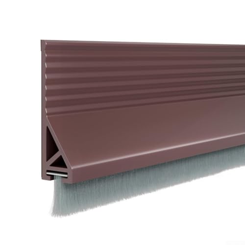 Tira de puerta con junta de cepillo, burlete de suelo de 100 cm de silicona TPE, reduce el ruido y bloquea el polvo con respaldo automático para una fácil fijación (marrón)
