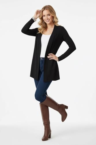 Image of ToBeInStyle Womens Open Front Long Sleeve Lightweight Asymmetrical Draped Cardigan with Side Pockets