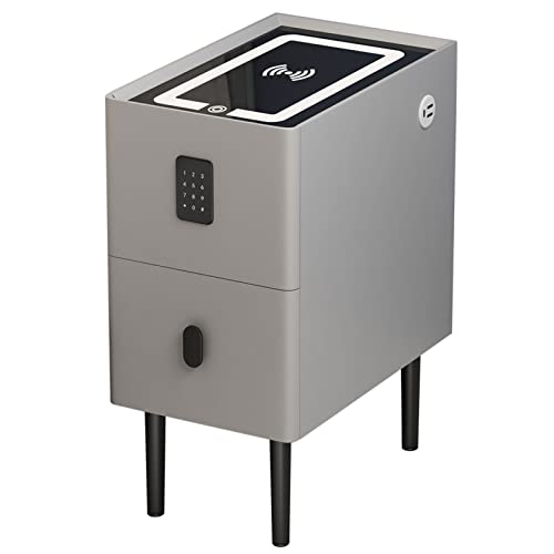 ZURBAQD Smart-Beistelltisch mit Licht, Ladeanschluss, Smart-LED-Nachttisch-Organizer, Nachttisch, Couchtisch mit Zahlenschloss und zwei Schubladen, für Schlafzimmer, 30 warm wie je zuvor