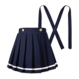 [Lolanta] プリーツスカート キッズ 女の子 スクールスカート 制服スカート インナーパンツ付き ゴムウエスト ネイビー 130