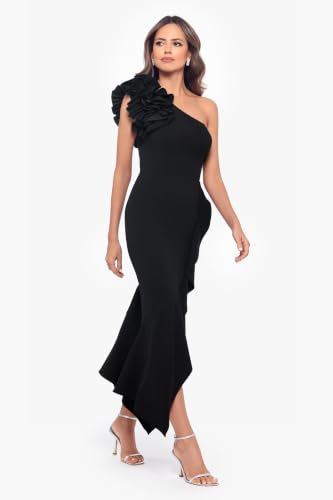 Image of Xscape Womens Xscape Women's Off The Shoulder Sweetheart Neck Ruffle Knee Length Dress