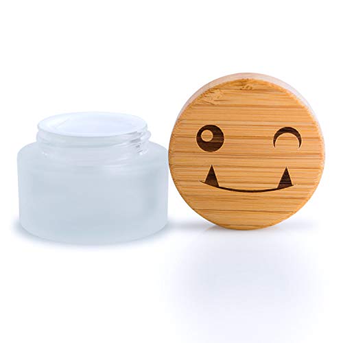 MonsterStash Stash Jar Smell-Proof Storage Container, Bamboo Cover, Airtight Lid, Frosted Glass, 50gram