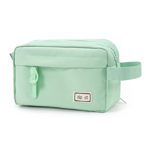 Estuche grande, estuche escolar con 3 compartimentos, estuche adolescente, estuche para adultos, niños, niñas, niños, estuche para lápices para mediana escuela, universidad, oficina, verde menta,