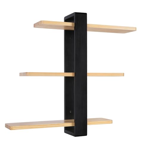 Étagère murale réglable en bois noir à 3 niveaux 58cm - 4