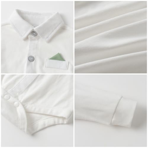 Image of SALNIER Baby Boy Suit Set Infant Formal Outfit Tuxedo | Soft Cotton Shirt Suspenders Pants Bow Tie Beret Hat 5pcs Set, For Wedding Baptism Birthday Party