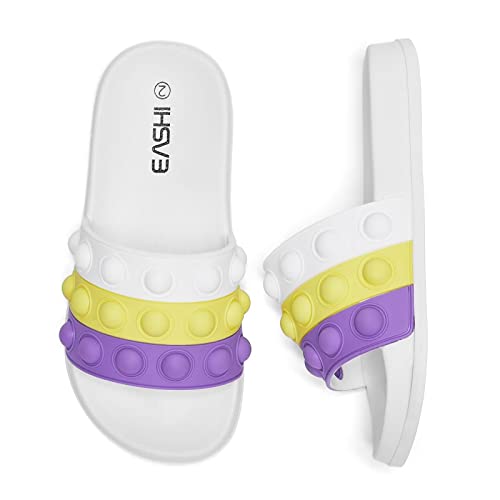 Eashi Pop Slides For Kids, Comfy Boys Girls Sandals, Toddler Slippers For House Shower Beach Arch Support Non-Slip White #TOP2