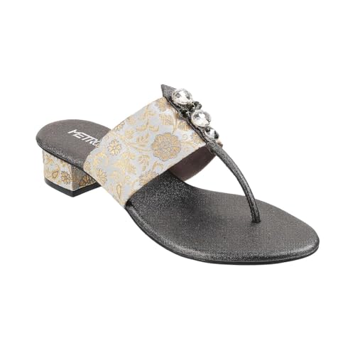 Image of Metro Women Ethnicwear Beaded Block Heel Sandal