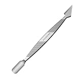 Staleks Classic Manicure Pusher Flat Type 1 – Straight Handle, Rounded Pusher and Hatchet-shaped cleaner - Stainless Steel Cuticle Tool for Home Use