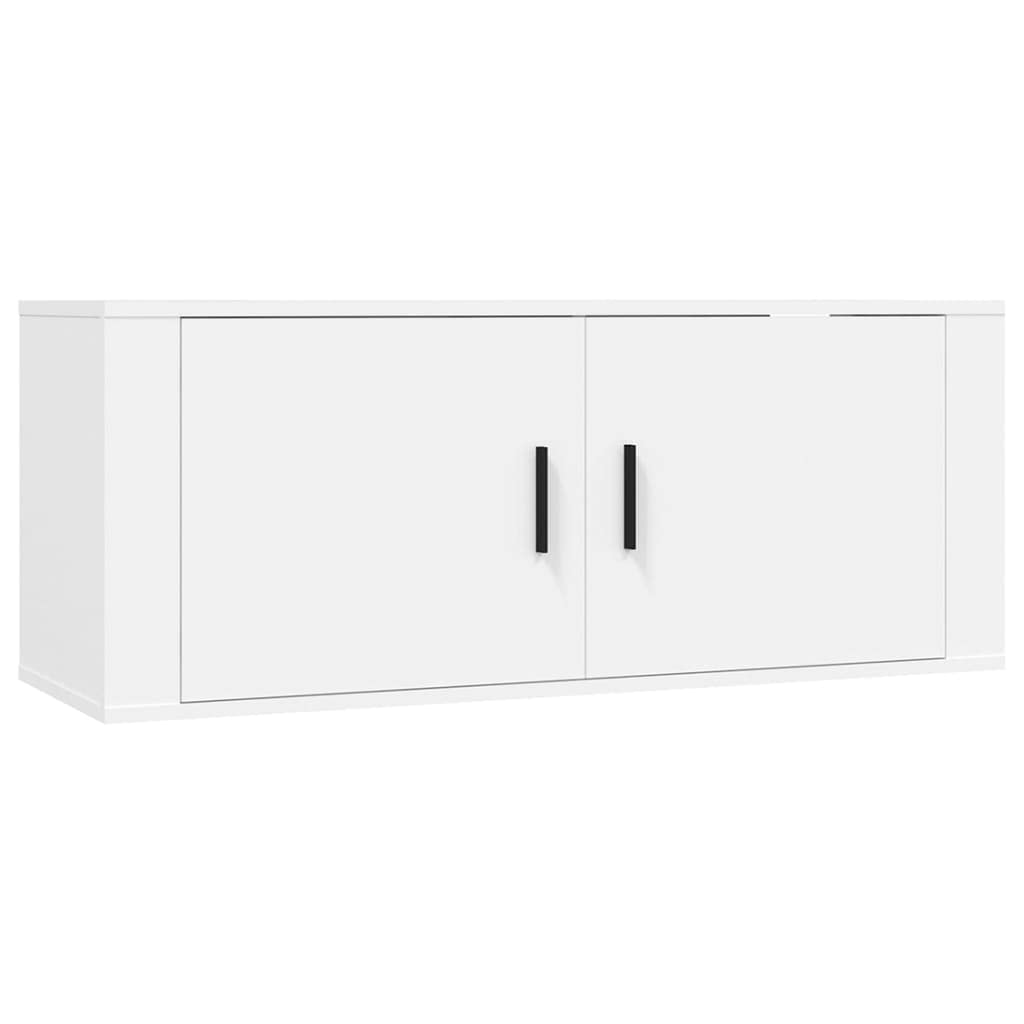 3-TLG. TV-Schrank-Set, Weiß, Holzwerkstoff, Wandmontage, Modernes Media-Center für Wohnzimmer, Viel Stauraum, 100x34,5x40 cm