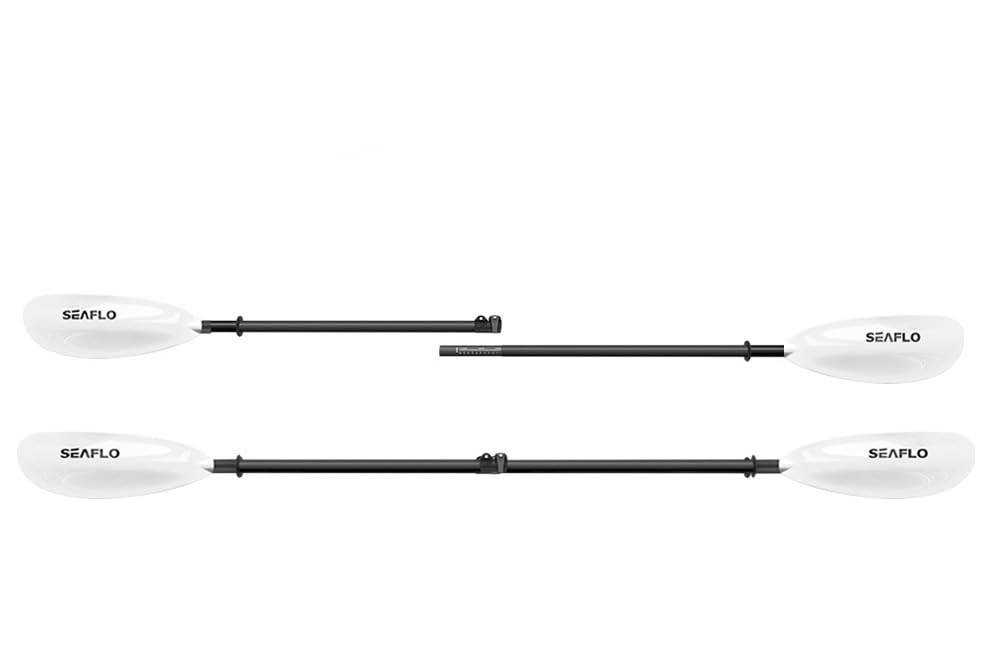 Seaflo Pagaie double en carbone, réglable, 220-230 cm, noir/blanc | Très légère, pagaie de kayak, pagaie de canoë, pagaie SUP