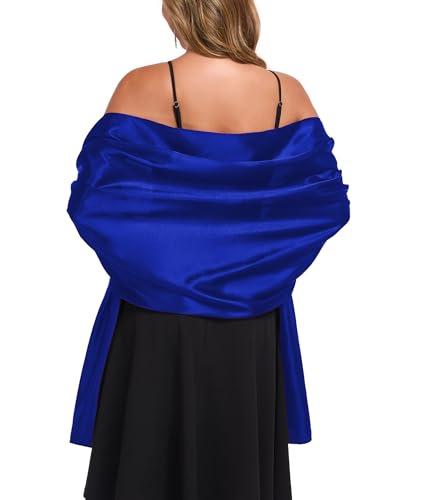 TONGFANTFL Shawls and Wraps for Evening Dresses Satin Women Long Scarf Wedding Guest Shawl Royal Blue