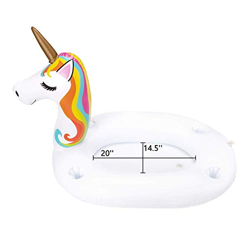 90Shine 20200401-UNICORN DRINK HOLDER Inflatable Unicorn Serving Bar Ice Buffet Cooler Salad Food Drink Holder Floats Beverage Fruit Candy Floating Tray Pool Accessories thumb #4