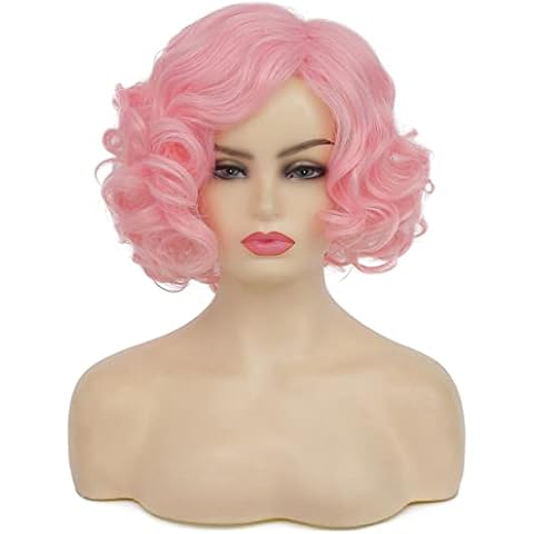 Baruisi Short Curly Pink Wig for Women Cover