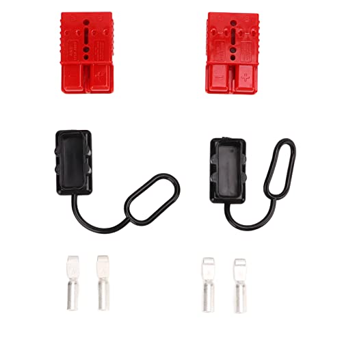 Lot de 2 fiches de déconnexion rapide pour batterie rouge 1/0 AWG 600 V, kit de prise de faisceau de câbles, connecteur à courant élevé 175 A avec couvercle pour voiture,