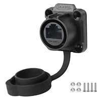 CNLINKO LP-20 RJ45 Panelmontage-Buchse, CAT6 Ethernet Connector RJ45 Einloch-Buchse IP68 M20 wasserdichter Anschluss (Schwarze RJ45 4-Loch-Buchse)