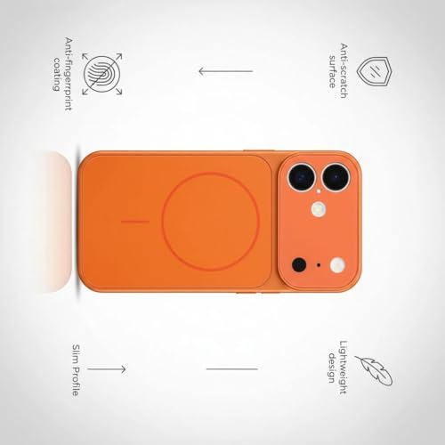 Image of for iPhone 16 Plus |Convert to 17 pro /17 Pro Max Style Premium Back Glass Converter Cover Magnetic Case for iPhone 16 Plus |Convert to 17 pro /17 Pro Max (Orange)