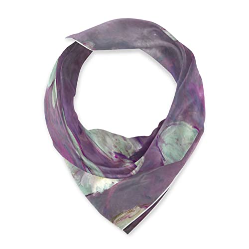 Water Lilies by Claude Monet Oil Painting Women Square Silk Like Hair Scarf Head Wrap Satin Head Scarf 35 x 352