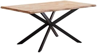Shiito | Modelo Praga JC - Mesa de Comedor | Madera de Roble con Patas Cruzadas Negras | 160 x 90 x 75 cm